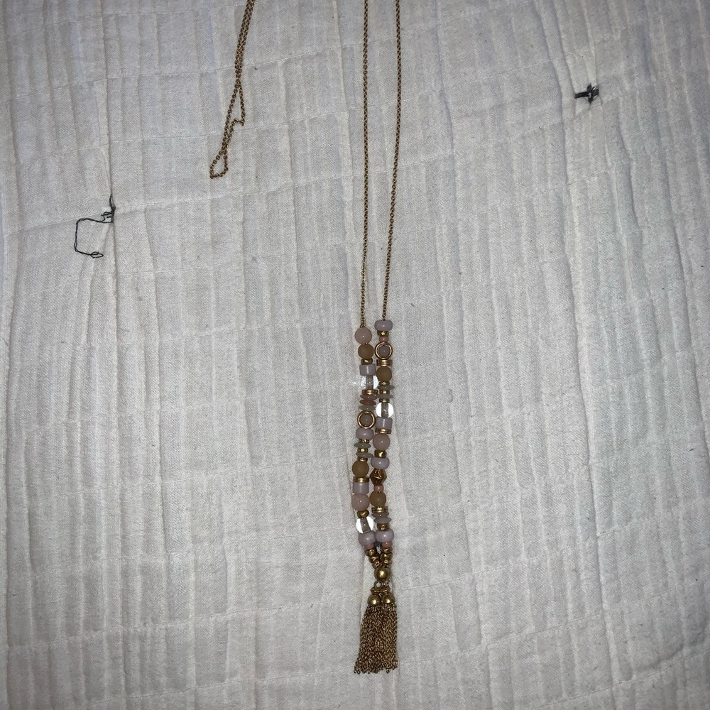 Stella & Dot Blush beaded Tassel Necklace